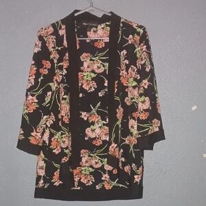 MELA♡LONDON Black and Pink Floral Cardigan